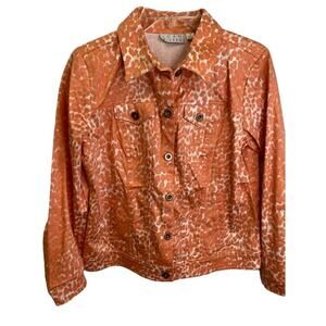 JOAN RIVERS Sz 6 Jacket Apricot/Coral Animal Print Cotton Blend Sporty